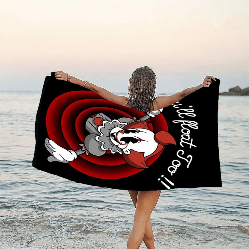 1pc Pennywise1 Beach Towel, Beach and Seaside Swimming Pool Equipment, Fashion Pattern, Rectangular, Travel Essentials