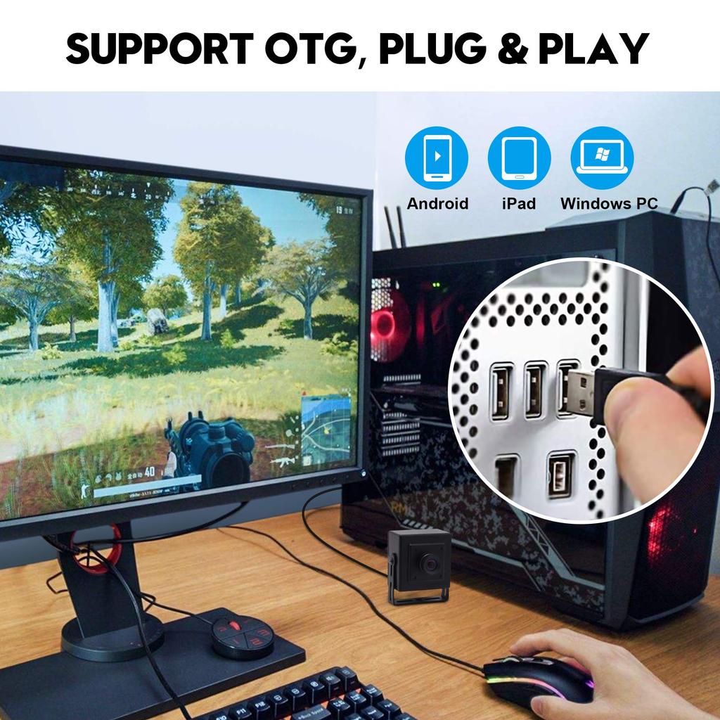 ELP 5MP Webcam USB Lens Aptina CMOS Sensor Webcam with Mini USB with 100-degree Distortion-Free 500W05G-BL100 (Compatible Windows/Mac/Linux/Raspberry
