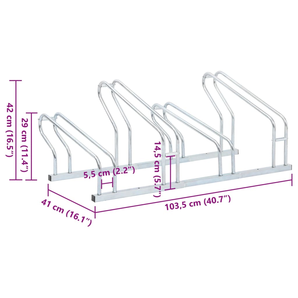 4 Bike Freestanding Bike Stand Galvanized Steel