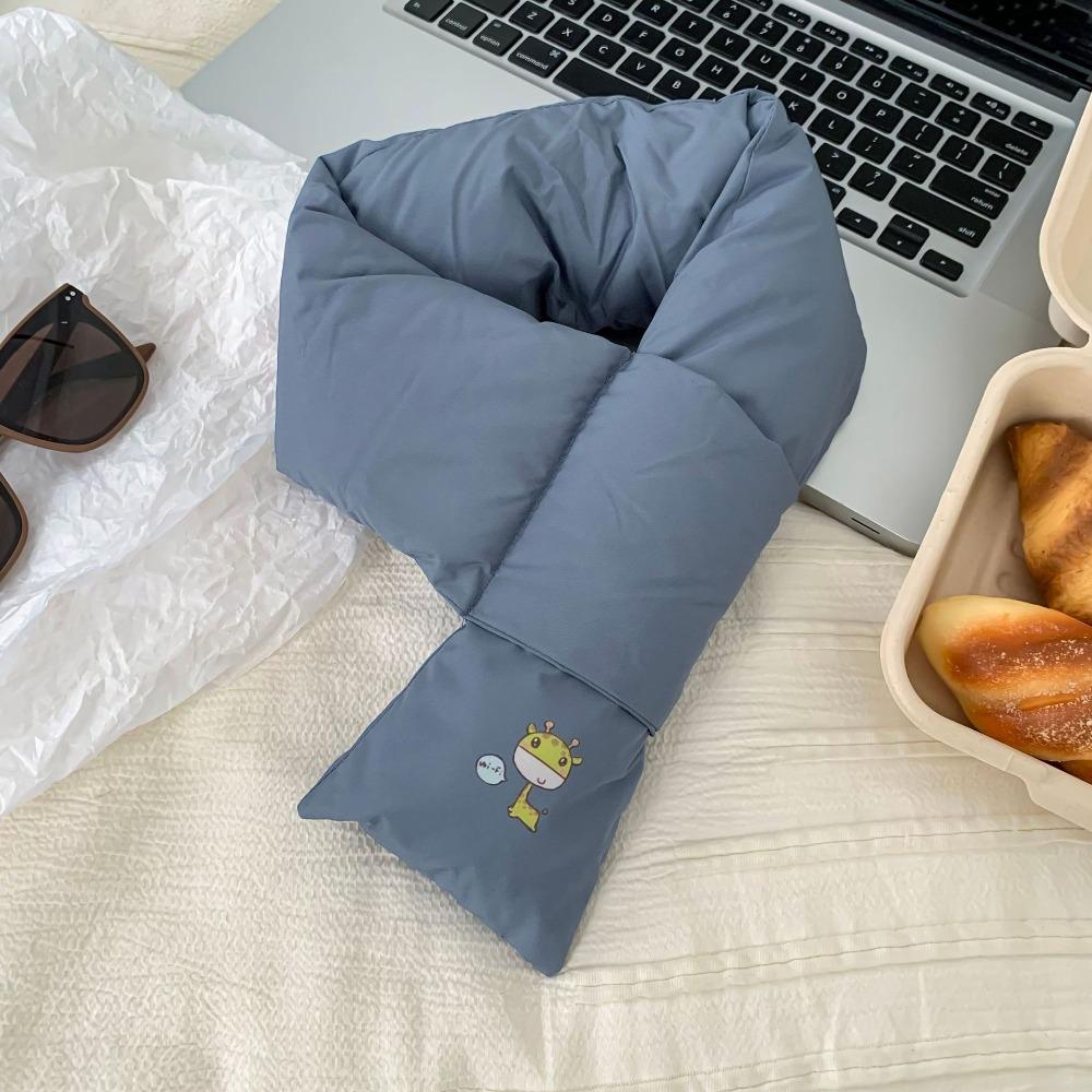 Windproof Down Cotton Scarf Solid Color Thermal Warm Scarf Fashion Winter Cross Scarf Outdoor