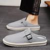 Big Size 47 Luxury Men Half Slippers Sandals Comfortable Breathable Canvas Casual Shoes Men Fashion Sneakers Leisure Men Slippers Slides Footwear Male