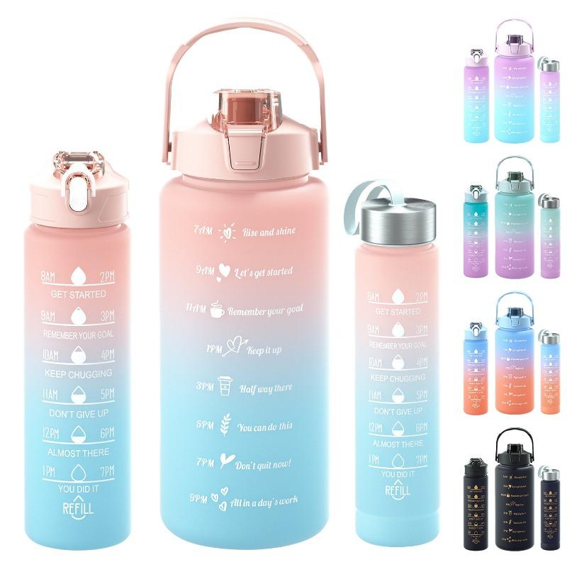 Portable Reusable Plastic Cups Outdoor Travel Gym Sports Water Bottle with Time Marker Motivational Drinking Bottle