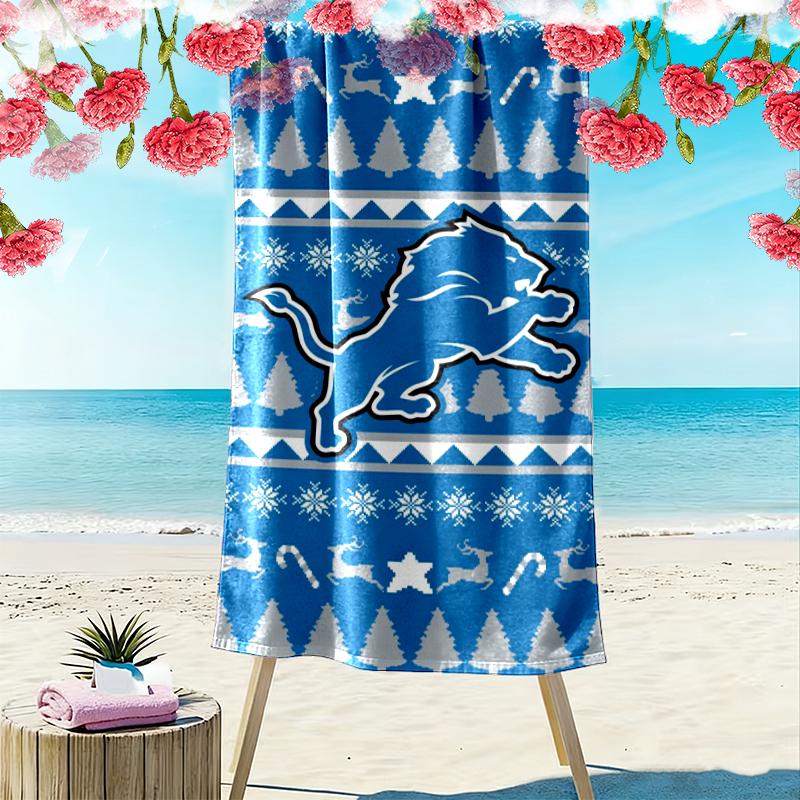 Detroit Lions Sweater Beach Towel Microfiber Beach Towel, Lightweight and Quick-Dry, for Summer Travel, Swimming Pool Fan Birthday Gift