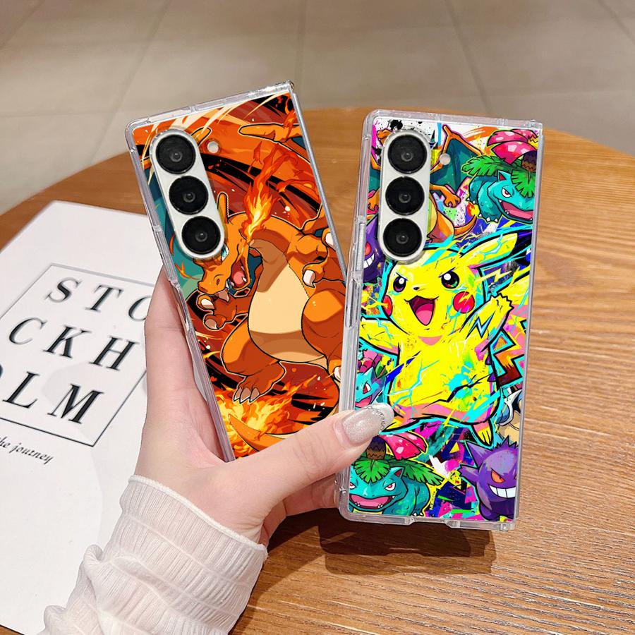 Hot Comic Pokemon Art Transparent Soft Phone Cover Case for Samsung Galaxy ZFold6 ZFold4 Z Fold 7 6 5 4 3 ZFold5 ZFold3 ZFold7