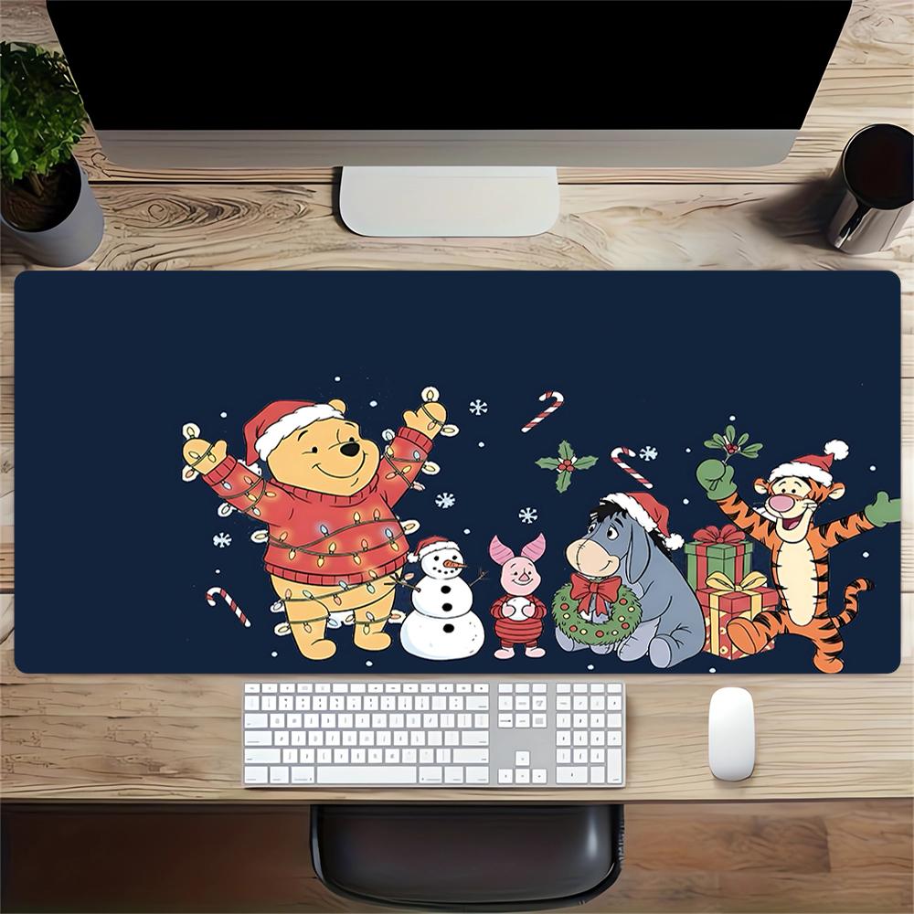 Christmas Winnie Pooh Friends Large Gaming Mouse Pad Nonslip Rubber Base Waterproof Desk Mat For Office Pc Laptop