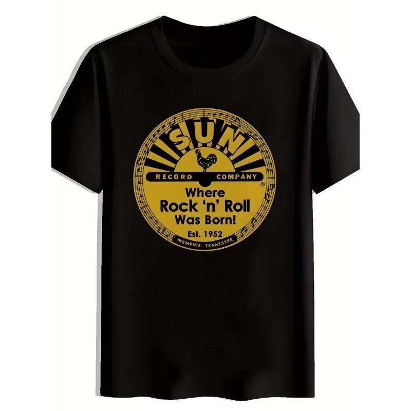Мужская винтажная футболка Sun Records - Дизайн "Где родился рок-н-ролл", Черная