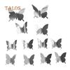 Talos 12Pcs/Set Mirror PVC Butterfly 3D Single Layer Wall Art Sticker Removable Home Decor