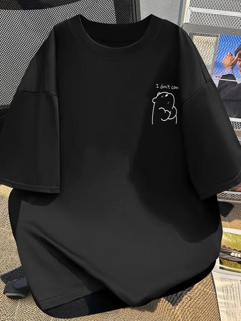 Simple Bear Print Short-sleeved T-shirt Casual and Versatile Style Suitable for Women's Daily and Outing Wear