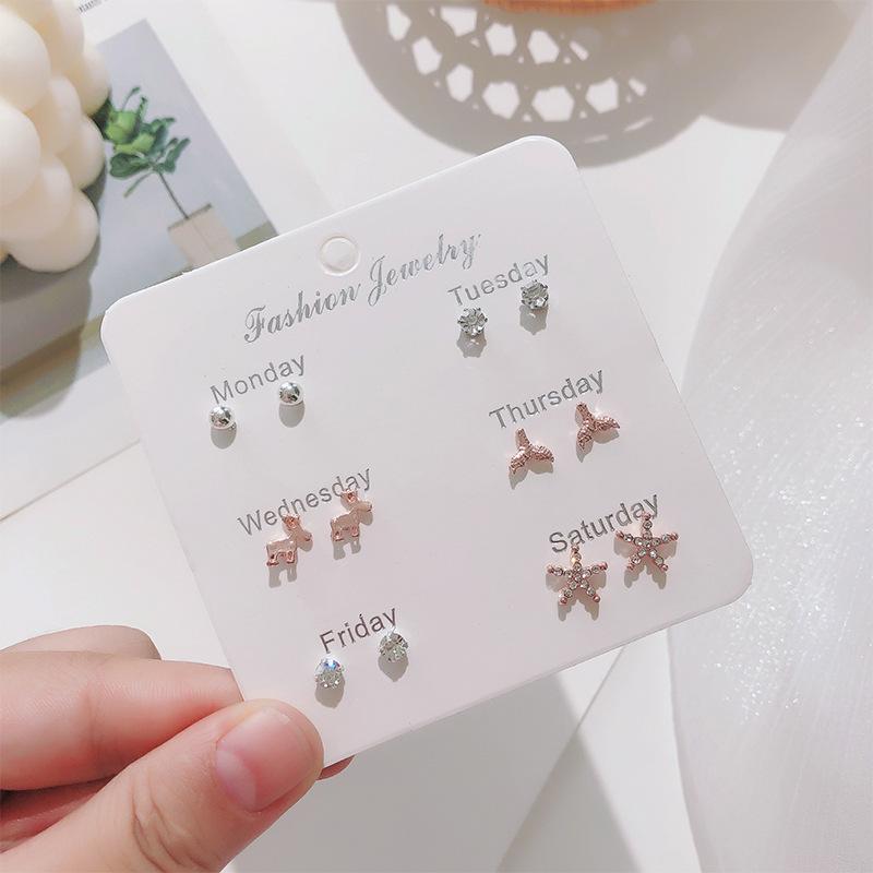 YANG&RH Fashion OL Pearl Heart-shaped Stud Earring Set E0111-1 Oil-Drip Metal Earrings Studs Niche and High-End