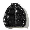 Men's Winter Shiny Stand-Collar Plus Size Cotton Jacket - Korean Style Padded Coat
