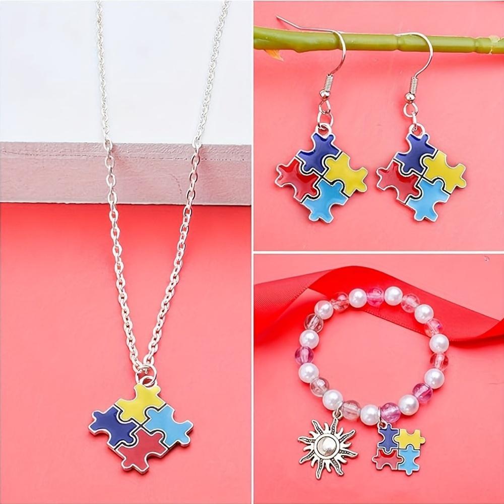 4/13 шт. Тема Месяца гордости Радужный цвет Пазл Форма ленты любви Смешанные Сделай сам Геометрическая форма Сплав Капельное масло Серьги Подвеска Брелок Подвеска