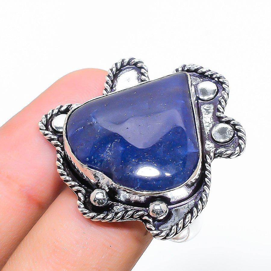 Lapis Lazuli Handmade 925 Sterling Silver Jewelry Ring Size 10 E7i15