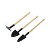 3PCS Heavy Duty Iron Head Solid Wood Handle Garden Tool Set, Shovel Rake Trowel for Digging Weeding Planting