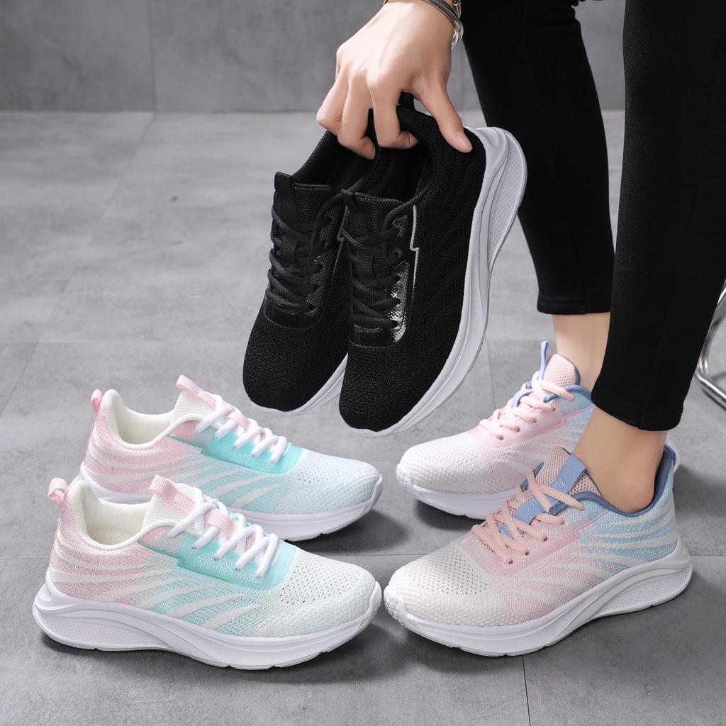 Женские дышащие кроссовки для бега из сетки Flyknit - Низкие, Большого размера, Повседневные кеды для Весны/Лета