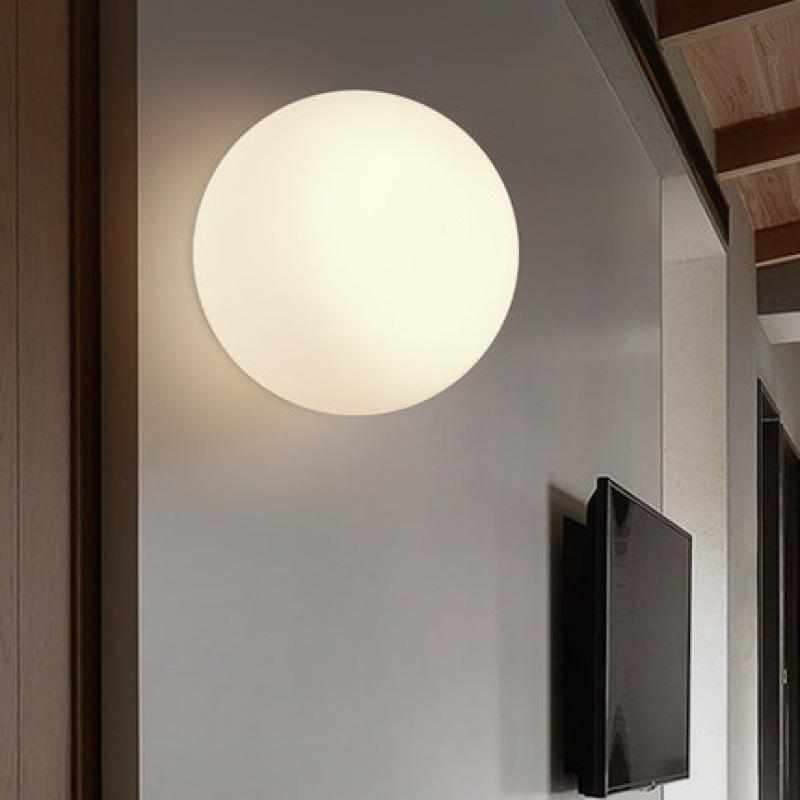 Nordic LED Glass Wall Light Milk White Color Ball Ceiling Light Minimalist Bathroom Corridor Balcony Bedroom Entrance Lighting
