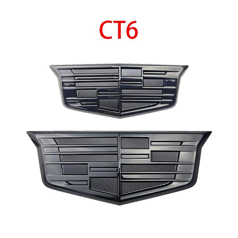 2PCS For Cadillac CT6 ABS Car Front Grille Hood Rear Trunk Door Logo Emblem Sticker Decal Exterior Styling Auto Accessories