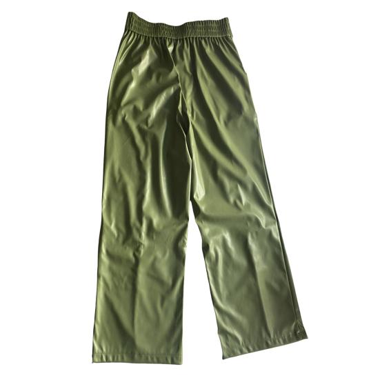 Женские расклешенные брюки, узкие, с высокой талией, свободными карманами, из искусственной кожи, с эластичной талией, с широкими штанинами, однотонные брюки для работы, отдыха, повседневной носки