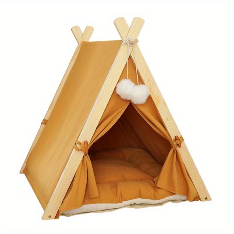 Spoil Your Pet with This Solid Wood Teepee Tent and Removable Canvas Cover.