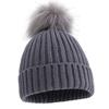 Solid Color Ribbed Knit Beanie Single Pom Pom Winter Beanie Hat Faux Fur Pom Beanie  For Men