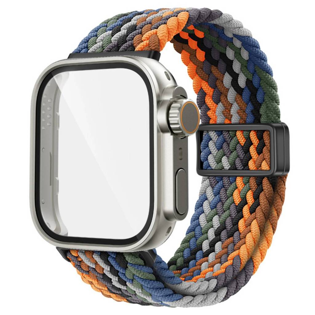 Плетеный нейлоновый ремешок + Закаленное стекло Чехол для Huawei Fit 4/ Fit4 Pro Защитная рамка для экрана Регулируемый ремешок для Huawei Fit 3