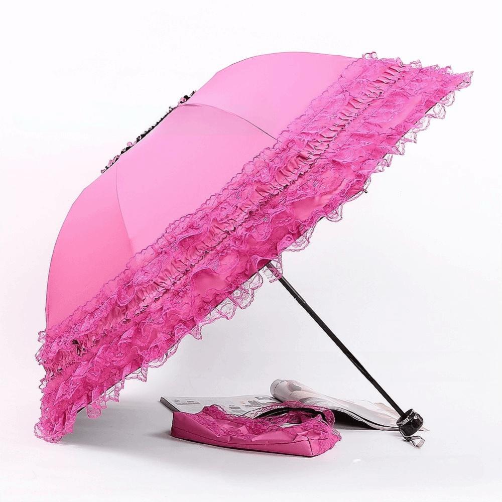 Lolita Lace Sun Umbrella Anti-UV Protection Princess Female Parasol Vintage Folding Umbrella