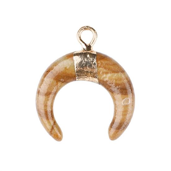DIY Pendant Gold-Plated Edging Crescent Horn Design Natural Imitation Crystals Jade Necklace Bracelet Earrings Charm DIY Jewelry Making