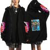 Anime JOJO's Bizarre Adventure Printed Fleece Zipper Hoodie Fall Winter Casual Teen Sports Sweatshirt