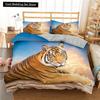 Комплект постельного белья с тигром 3D King Queen Full Twin Size Коричневый пододеяльник с изображением животных Джунгли Дикой Природы Покрывало из полиэстера