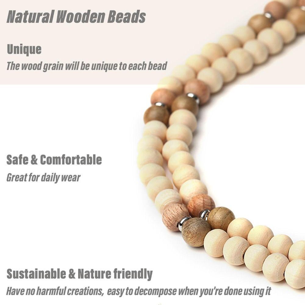 Multi-function Lanyards for ID Badge Keys 8mm Natural Beads Retractable Lanyards Id Badge Holder