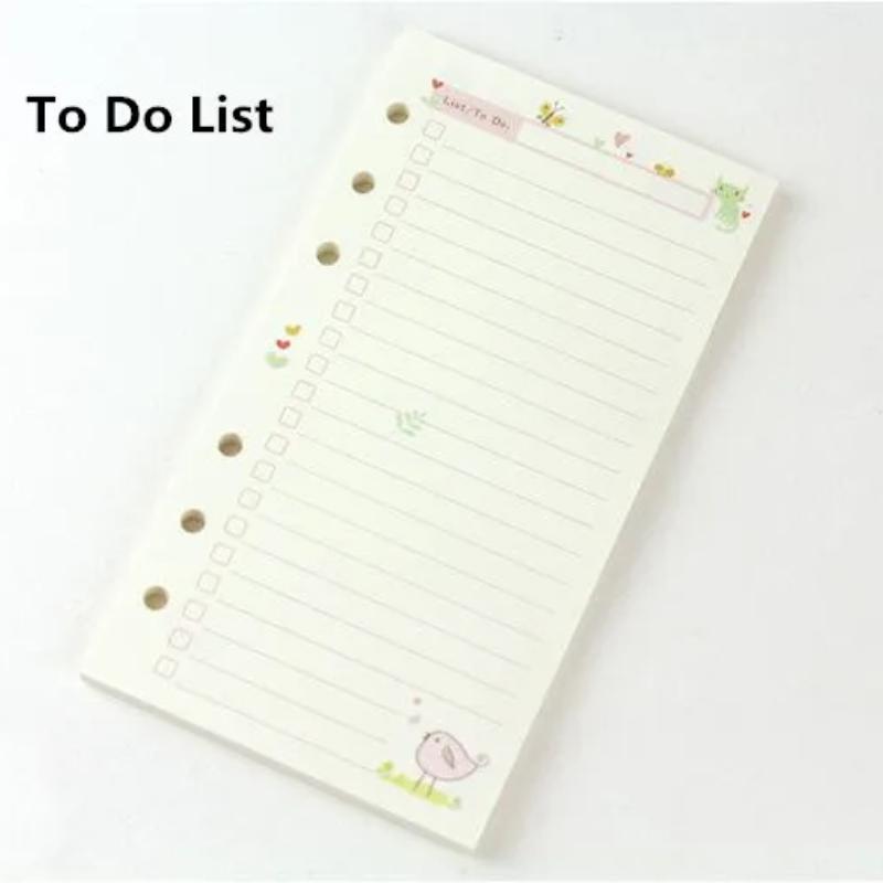 A5 A6 Kawaii 45 листов Блокнот с отрывными листами Бумага для заполнения Спиральный переплет Индекс Внутренняя страница Ежедневная Ежемесячная Еженедельная повестка дня