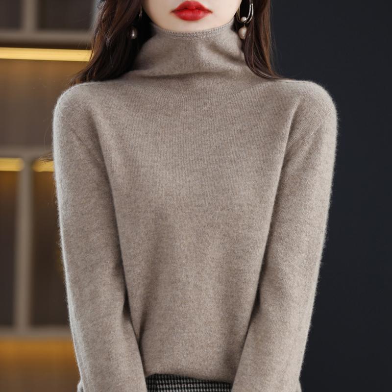 Женский свитер с высоким воротником, кашемир Цинхэ, 30% кашемир, 70% шерсть, зимний вязаный пуловер, осенний свитер, кашемировый свитер