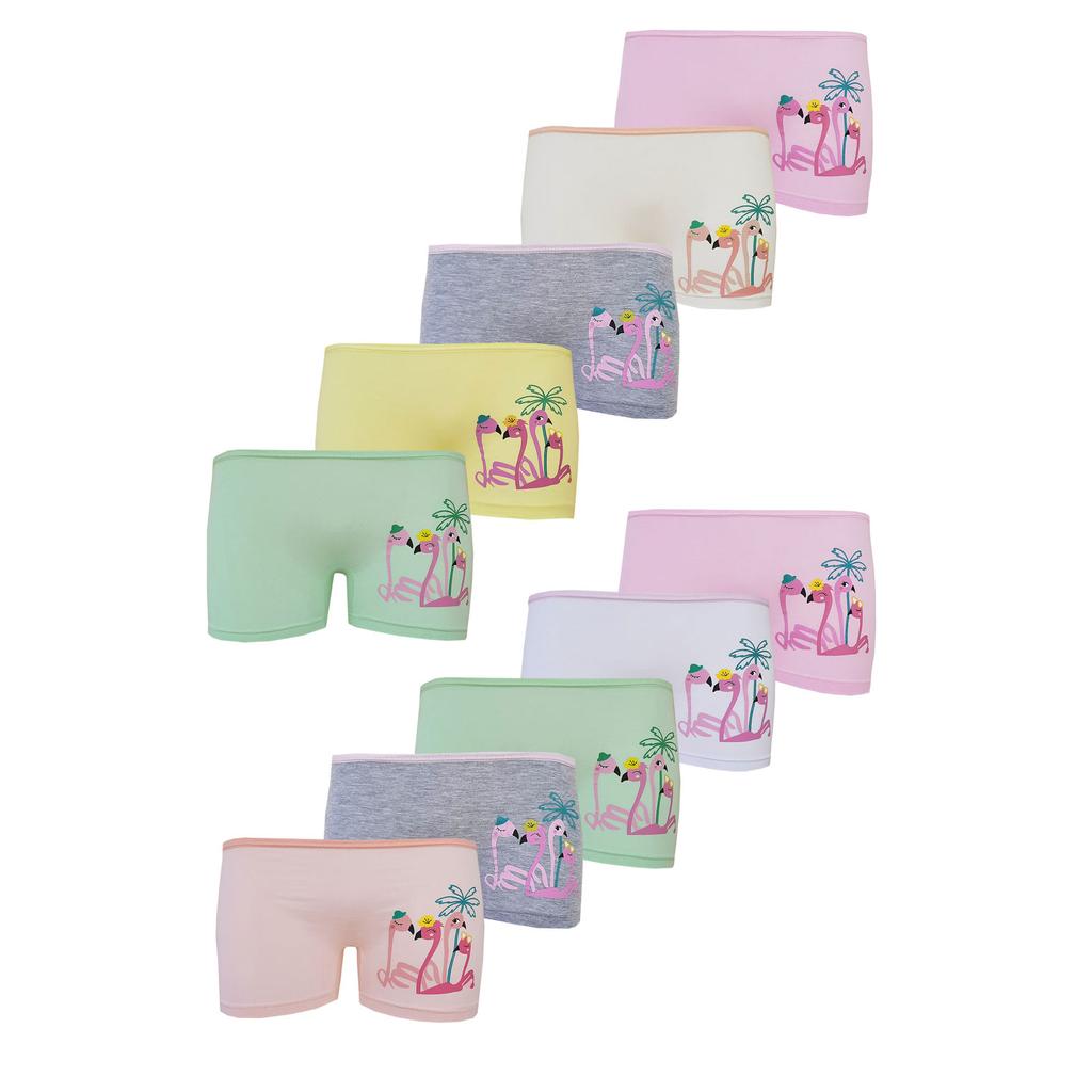 10 шт., хлопковые трусы-боксеры для девочек с цветным принтом, веселые