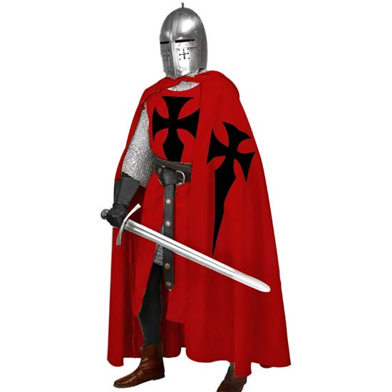 Halloween Cosplay Medieval Costume Men Teutonic Knight Crusader Tunic & Cloak Surcoat Reenactment LARP