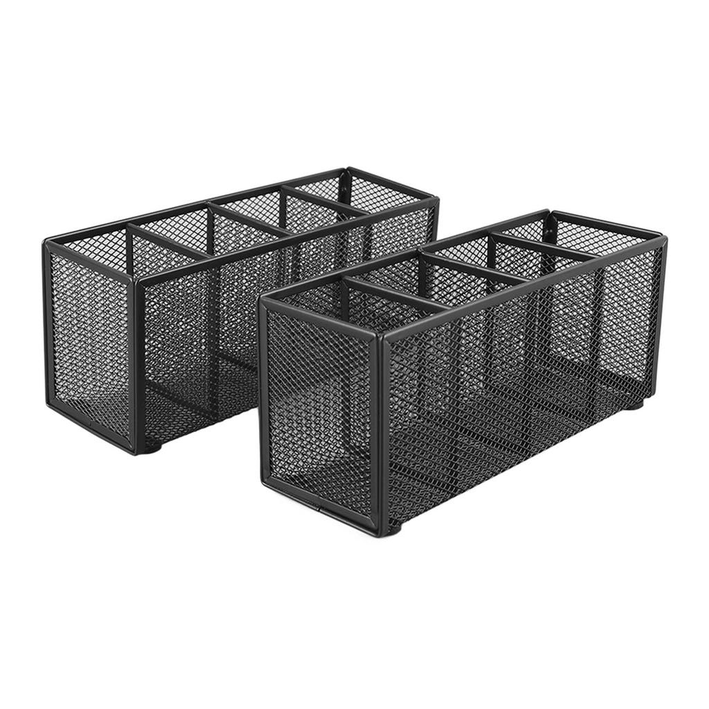 Mesh Pen Holder 4 Compartments Multipurpose Metal Pencil Organizer for Countertop Desk School
