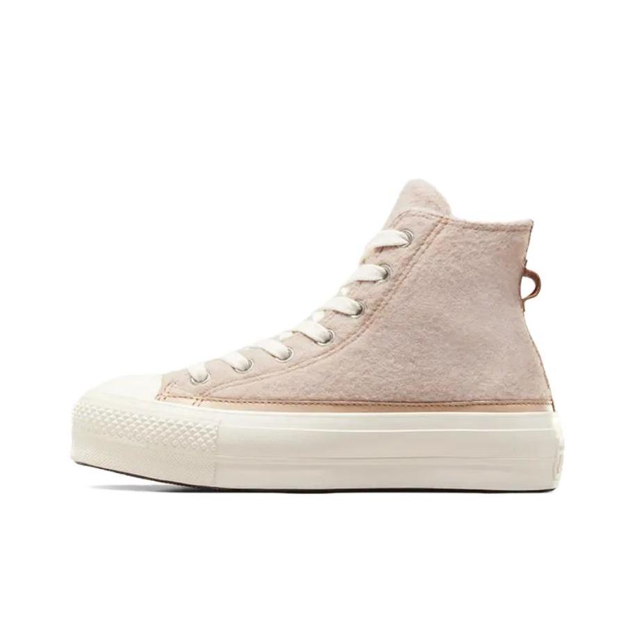 Converse Chuck Taylor All Star Lift Platform High Faux Mohair - Женские кроссовки Egret кремового цвета Epic-Dune A07944C
