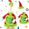 Christmas Goose Outfit Santa Claus Goose Costume Xmas Hat And Coat with Fuzzy Green Edge for Winter Holiday 23 Inch Garden Goose Statue Decoration