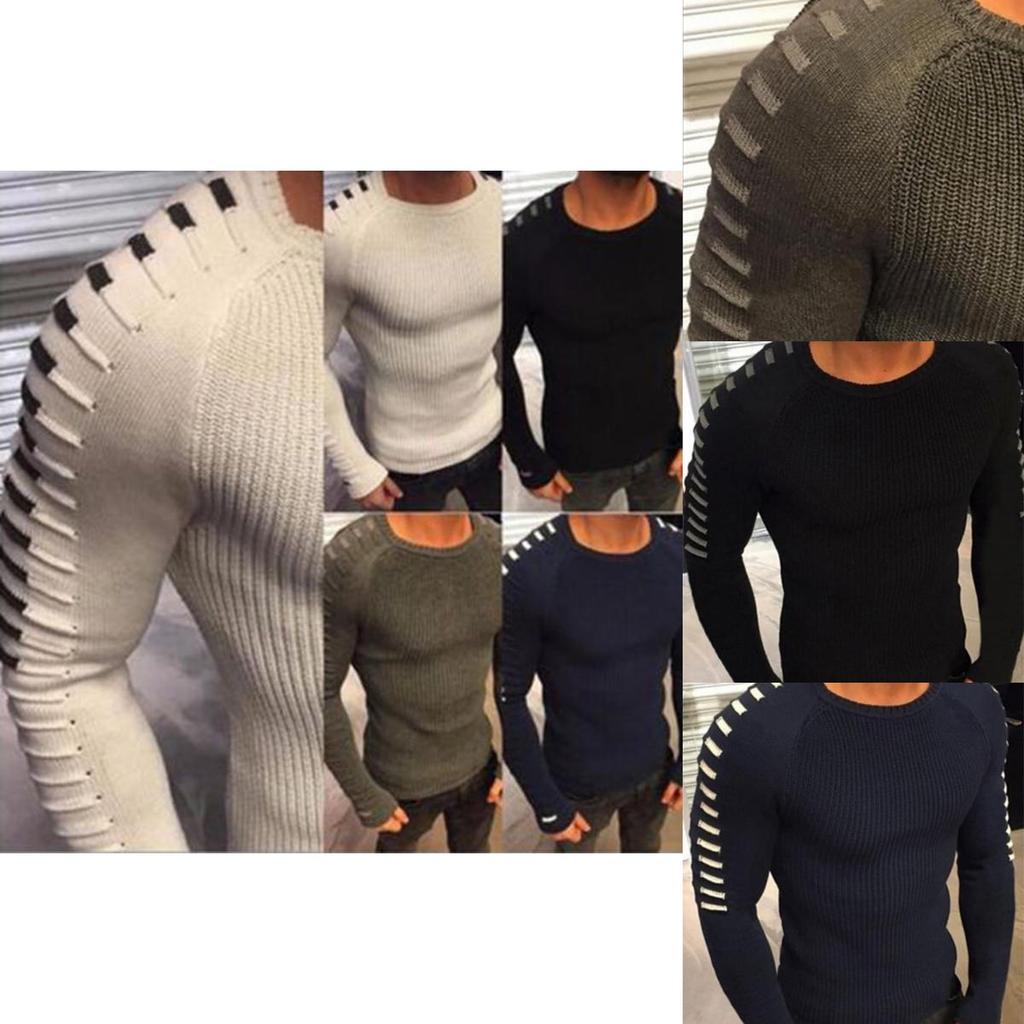 Premium Quality Fashion Men O-neck Knitting Sweater Long Sleeve Slim Fit Pullover Top