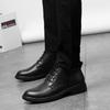 Высококачественные мужские модные деловые удобные высокие кожаные ботинки на шнуровке, классические черные туфли из коровьей кожи
