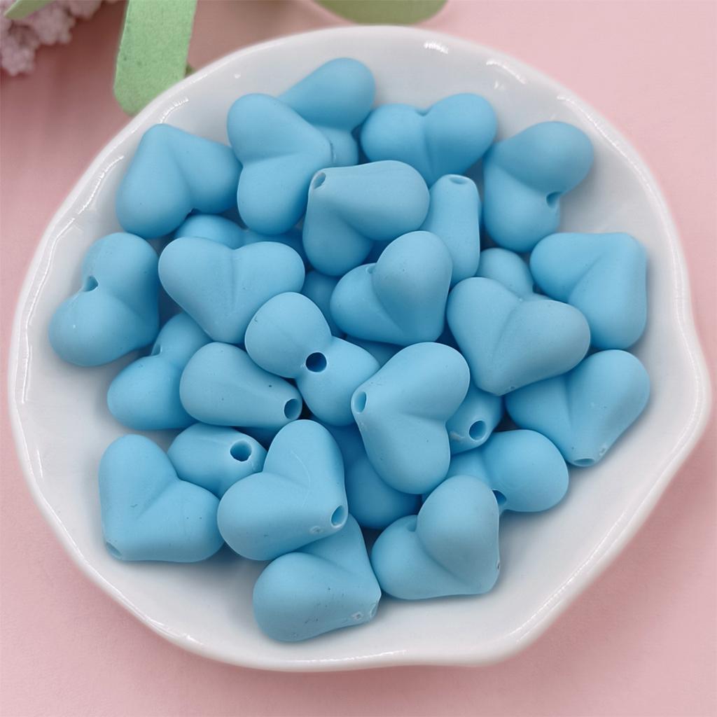 Creative Mobile Phone Chain 9 Color Making Materials Solid Color DIY Jewelry Accessories Creative Fashion Rubber 30Pcs 15x11mm Beads Heart