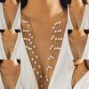 Искусственный жемчуг Длинная кисточка Звезда Ожерелье Грудь Цепь Открытые торки Чокер Ювелирные изделия Подарок