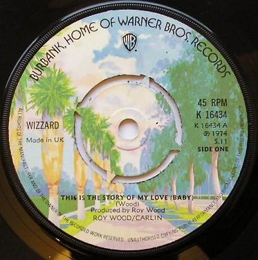 7-дюймовая пластинка WIZZARD (2) - Это история моей любви (малыш) K16434 Warner Bros. Re 1974 UK Rock Б/у