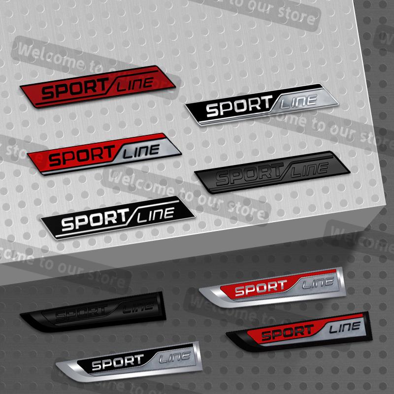 JBIW9 3D Metal Car Styling Sport Line Grille Emblem Side Decals Rear Trunk Body Badge For Skoda VRS Octavia Scala Vision Rapid Kodiaq