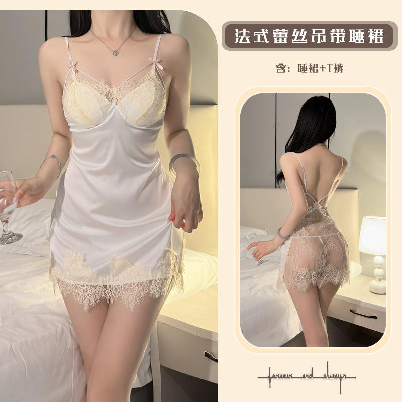 Sex underwear new sexy empty lace suspender high sense perspective mesh women