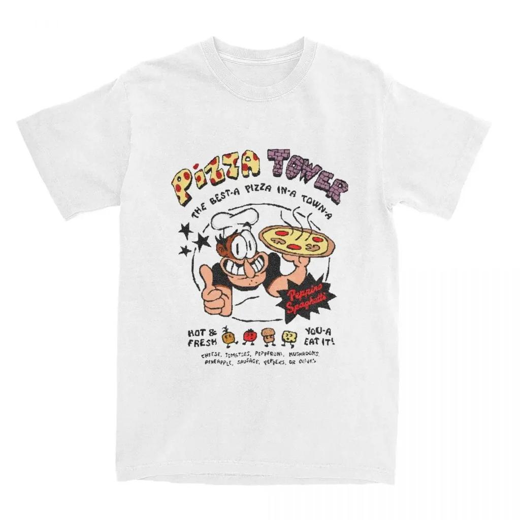 Pizza Tower T-Shirt Unisex Unisex Plus Size O-Neck Oversized Streetwear Harajuku Daily Casual Vintage Unisex Tees