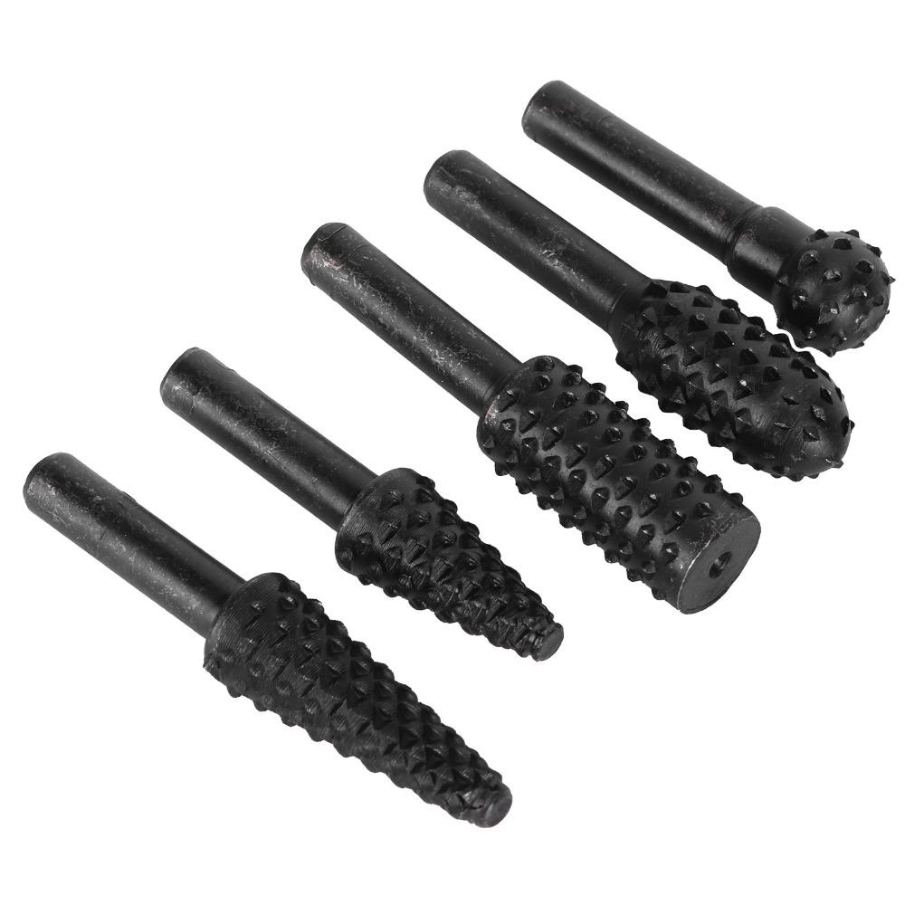 Black Wood Carving Burr Set Steel Die Grinder Burr Bits Durable Woodworking Drill Bits