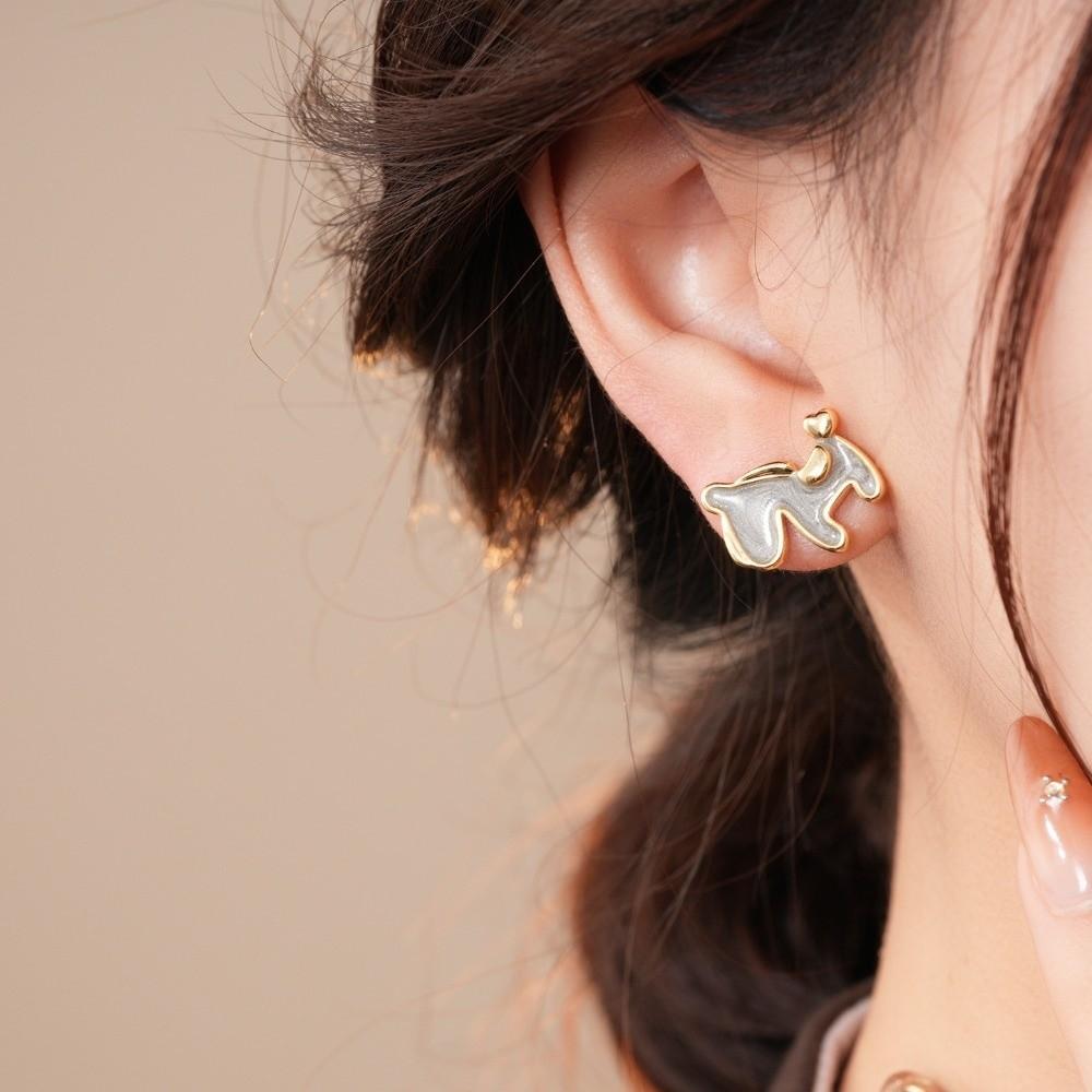 Fashion Jewelry New Year Horse Earrings Cartoon Horse Horse Mascot Ear Studs  Woman