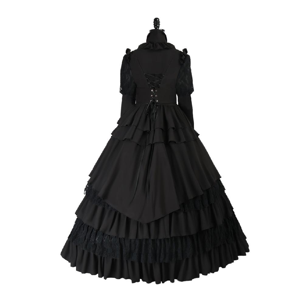 Medieval Gothic Black Dress for Women, Halloween Costume Cosplay Renaissance Renaissance Elegant Long Gown