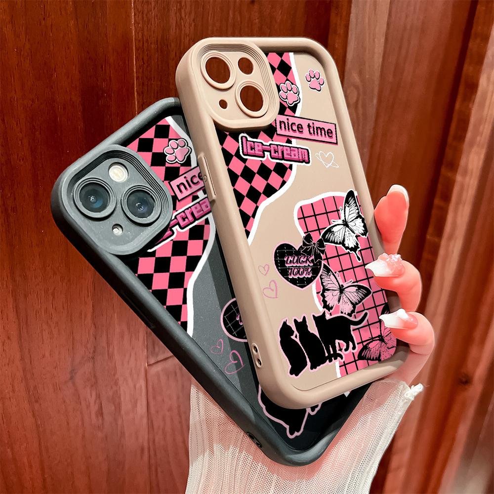 Для Huawei P50 Pro P40 Honor 8X 9X X9 Tecno Spark Go Infinix Smart 8 Vivo V29 V30 Y02 Y16 мягкий защитный чехол для полнообъективного телефона с изображением милой бабочки-кошки