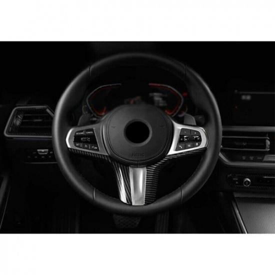 Car Steering Wheel Frame Cover Trim For BMW 5 Series G30 2018-2022 Carbon Fiber
