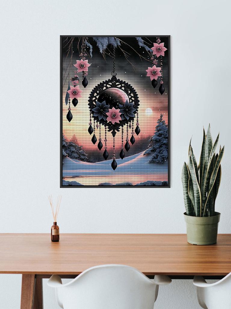 Пейзаж в колокольчиках ветра Личность DIY Полная дрель Алмазная декоративная картина